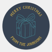Personalized Family Name Merry Christmas Gift Ronde Sticker (Voorkant)