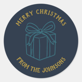 Personalized Family Name Merry Christmas Gift Ronde Sticker