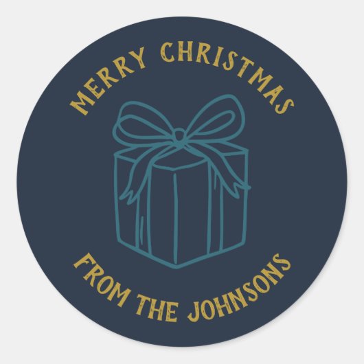 Personalized Family Name Merry Christmas Gift Ronde Sticker (Voorkant)