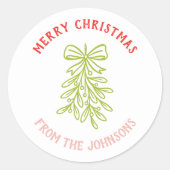 Personalized Family Name Merry Christmas Mistletoe Ronde Sticker (Voorkant)