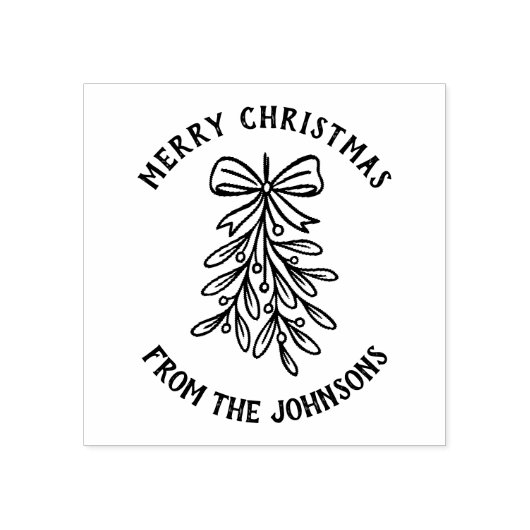 Personalized Family Name Merry Christmas Mistletoe Rubberstempel (Afrduk)