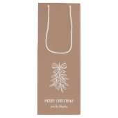 Personalized Family Name Merry Christmas Mistletoe Wijn Cadeautas (Voorkant)