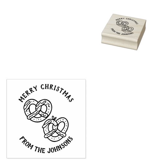 Personalized Family Name Merry Christmas Pretzel Rubberstempel (Gestempeld)