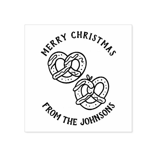Personalized Family Name Merry Christmas Pretzel Rubberstempel (Afrduk)