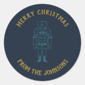 Personalized Family Name Merry Christmas Prince Ronde Sticker (Voorkant)