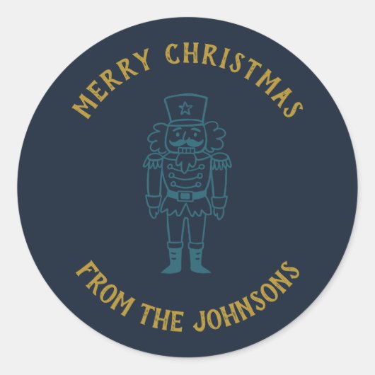 Personalized Family Name Merry Christmas Prince Ronde Sticker (Voorkant)