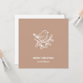 Personalized Family Name Merry Christmas Robin Kaart (Voorkant / Achterkant in situ)