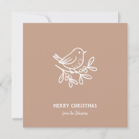 Personalized Family Name Merry Christmas Robin Kaart (Voorkant)
