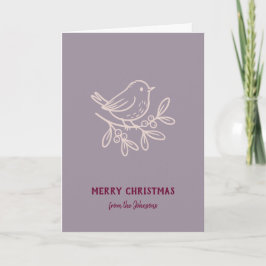 Personalized Family Name Merry Christmas Robin Kaart
