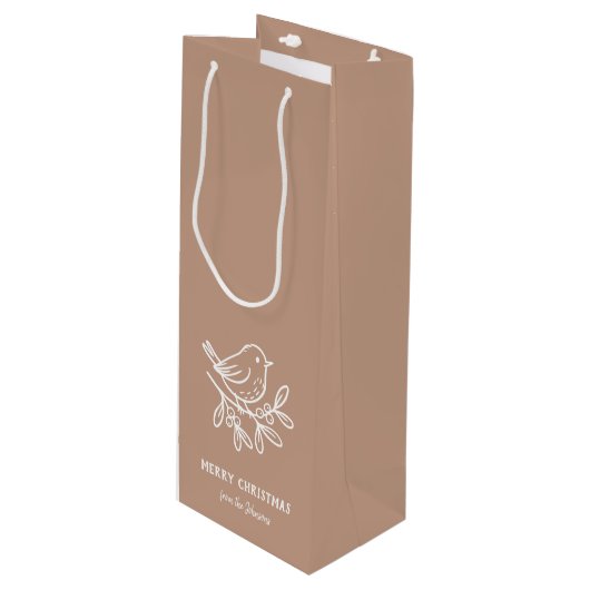 Personalized Family Name Merry Christmas Robin Wijn Cadeautas (Voorkant Gekanteld)