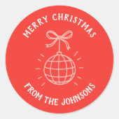 Personalized Family Name Merry Christmas  Ronde Sticker (Voorkant)