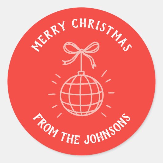 Personalized Family Name Merry Christmas  Ronde Sticker (Voorkant)