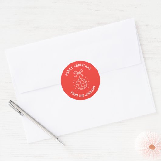 Personalized Family Name Merry Christmas  Ronde Sticker (Envelop)