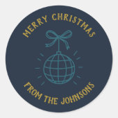 Personalized Family Name Merry Christmas Ronde Sticker (Voorkant)