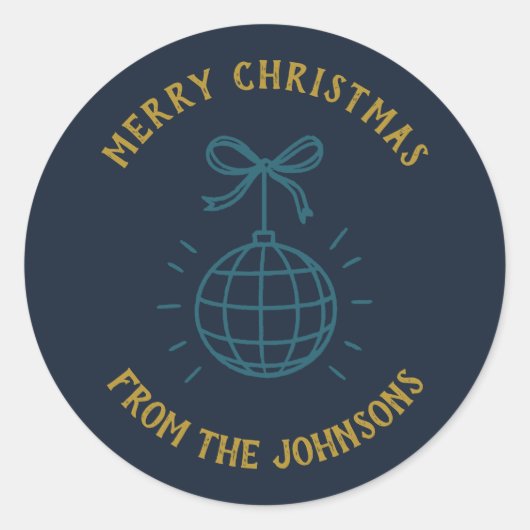 Personalized Family Name Merry Christmas  Ronde Sticker (Voorkant)