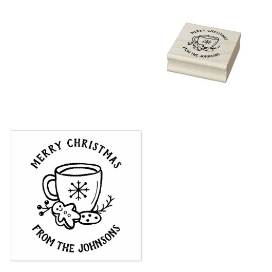 Personalized Family Name Merry Christmas  Rubberstempel (Gestempeld)