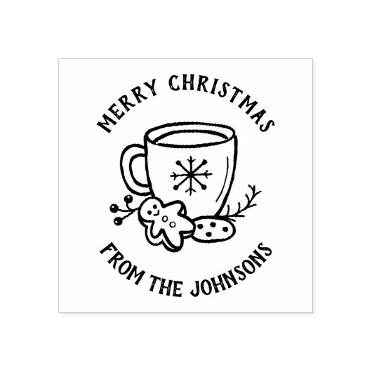 Personalized Family Name Merry Christmas  Rubberstempel (Afrduk)