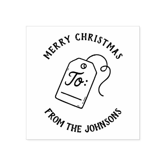 Personalized Family Name Merry Christmas  Rubberstempel (Afrduk)