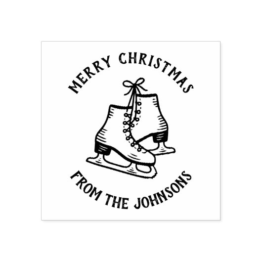 Personalized Family Name Merry Christmas Skates Rubberstempel (Afrduk)