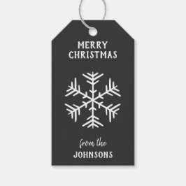 Personalized Family Name Merry Christmas Snowflake Cadeaulabel