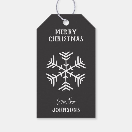 Personalized Family Name Merry Christmas Snowflake Cadeaulabel (Voorkant)