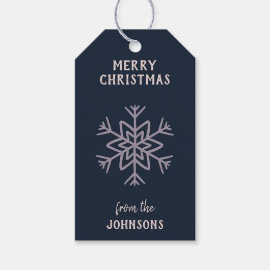 Personalized Family Name Merry Christmas Snowflake Cadeaulabel (Voorkant)