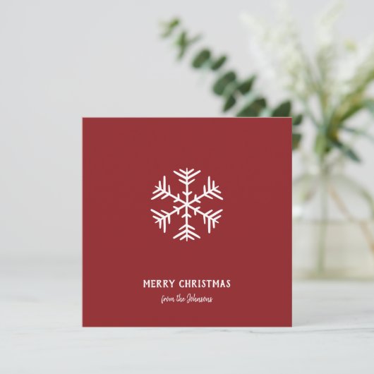 Personalized Family Name Merry Christmas Snowflake Kaart (Staand voorkant)