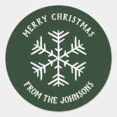 Personalized Family Name Merry Christmas Snowflake Ronde Sticker (Voorkant)
