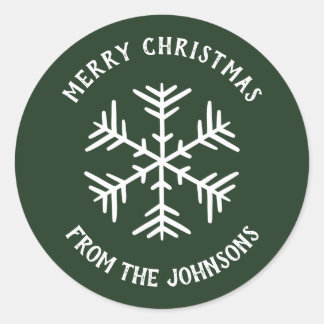 Personalized Family Name Merry Christmas Snowflake Ronde Sticker