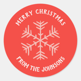 Personalized Family Name Merry Christmas Snowflake Ronde Sticker