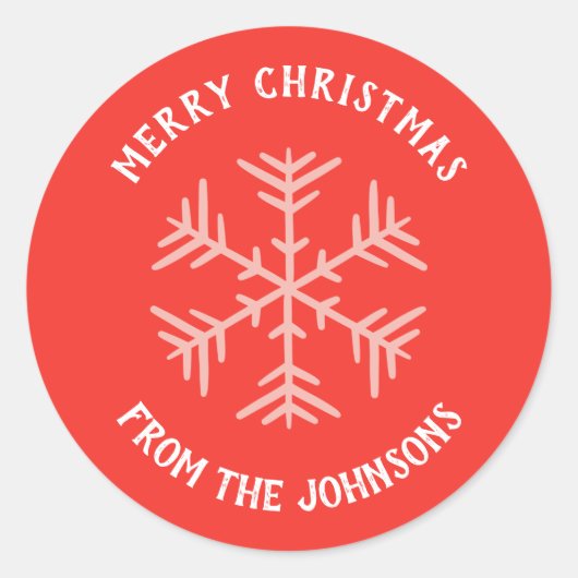 Personalized Family Name Merry Christmas Snowflake Ronde Sticker