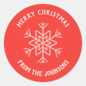Personalized Family Name Merry Christmas Snowflake Ronde Sticker (Voorkant)