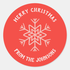 Personalized Family Name Merry Christmas Snowflake Ronde Sticker