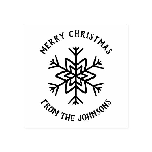 Personalized Family Name Merry Christmas Snowflake Rubberstempel (Afrduk)