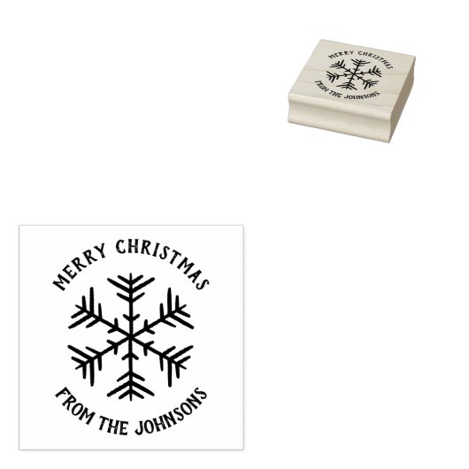 Personalized Family Name Merry Christmas Snowflake Rubberstempel (Gestempeld)
