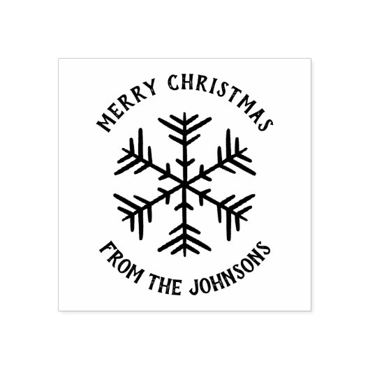 Personalized Family Name Merry Christmas Snowflake Rubberstempel (Afrduk)