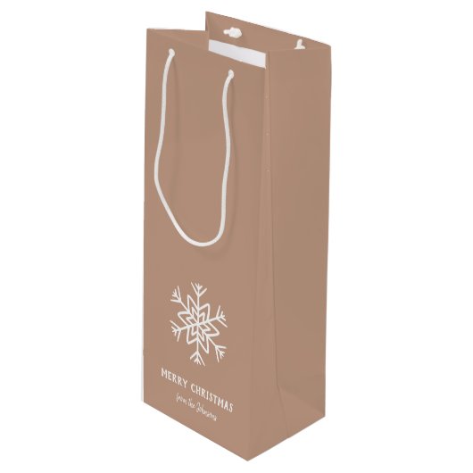 Personalized Family Name Merry Christmas Snowflake Wijn Cadeautas (Voorkant Gekanteld)