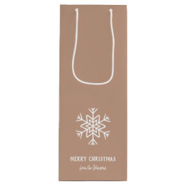 Personalized Family Name Merry Christmas Snowflake Wijn Cadeautas