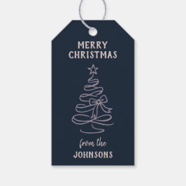 Personalized Family Name Merry Christmas Tree  Cadeaulabel