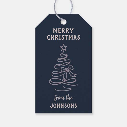 Personalized Family Name Merry Christmas Tree  Cadeaulabel (Voorkant)