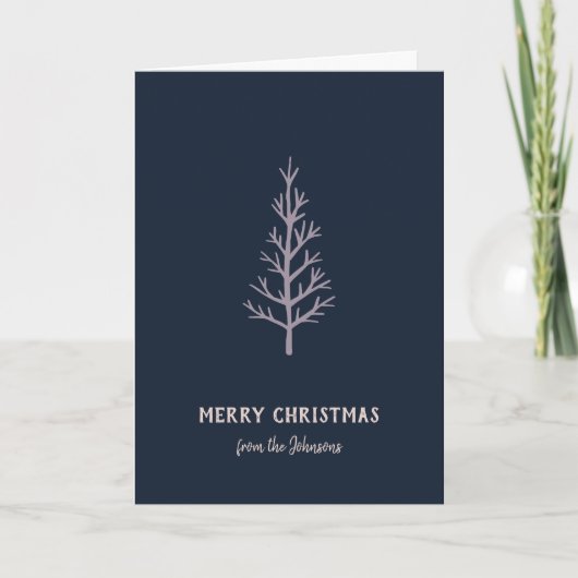 Personalized Family Name Merry Christmas Tree Kaart (Voorkant)