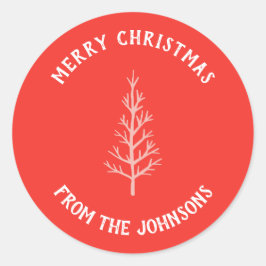 Personalized Family Name Merry Christmas Tree Ronde Sticker