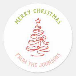 Personalized Family Name Merry Christmas Tree Ronde Sticker