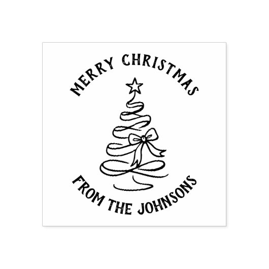 Personalized Family Name Merry Christmas Tree Rubberstempel (Afrduk)