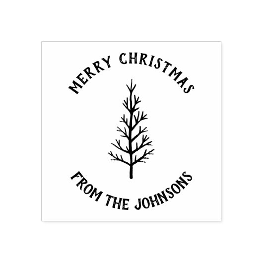Personalized Family Name Merry Christmas Tree Rubberstempel (Afrduk)