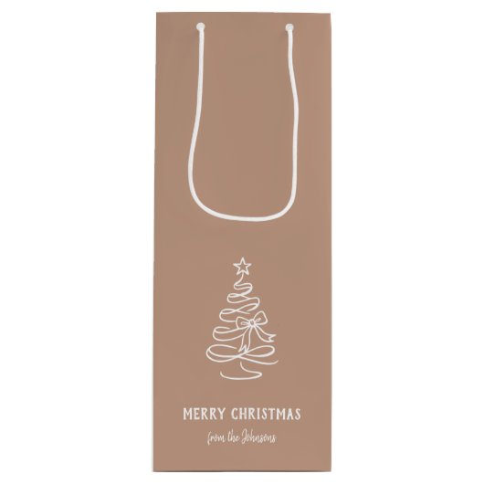 Personalized Family Name Merry Christmas Tree Wijn Cadeautas (Voorkant)