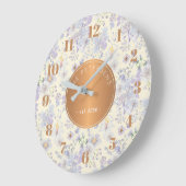 Personalized Family Name Pastel Floral Copper Grote Klok (Hoek)