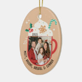 Personalized Family Name Photo Hot Cocoa Christmas Keramisch Ornament (Links)