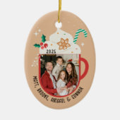 Personalized Family Name Photo Hot Cocoa Christmas Keramisch Ornament (Voorkant)