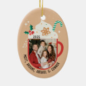 Personalized Family Name Photo Hot Cocoa Christmas Keramisch Ornament (Achterkant)